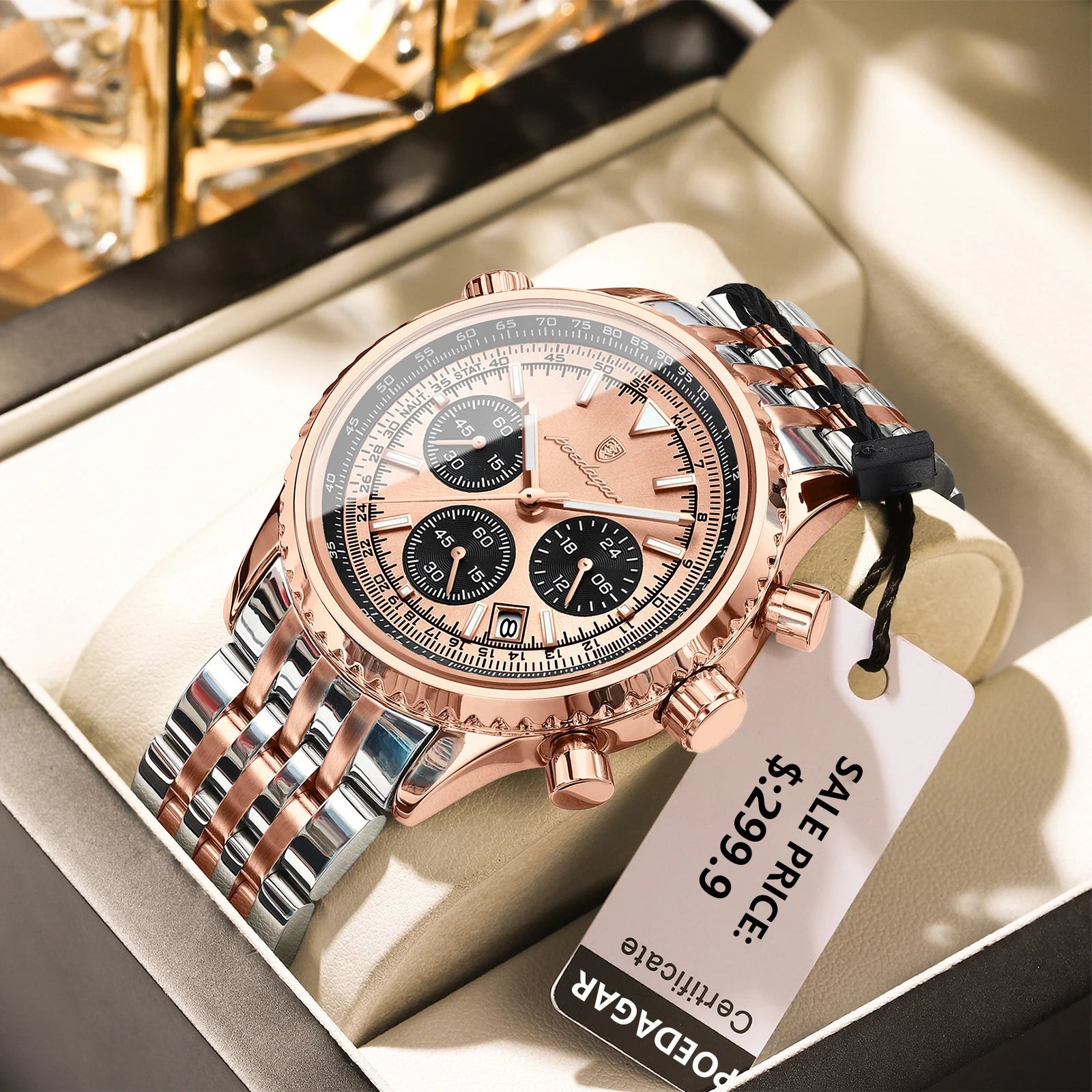 POEDAGAR Luxury Watches For Man Date Chronograph Stainless Steel Sport Men Watch Waterproof Luminous Quartz Military Men's Watch