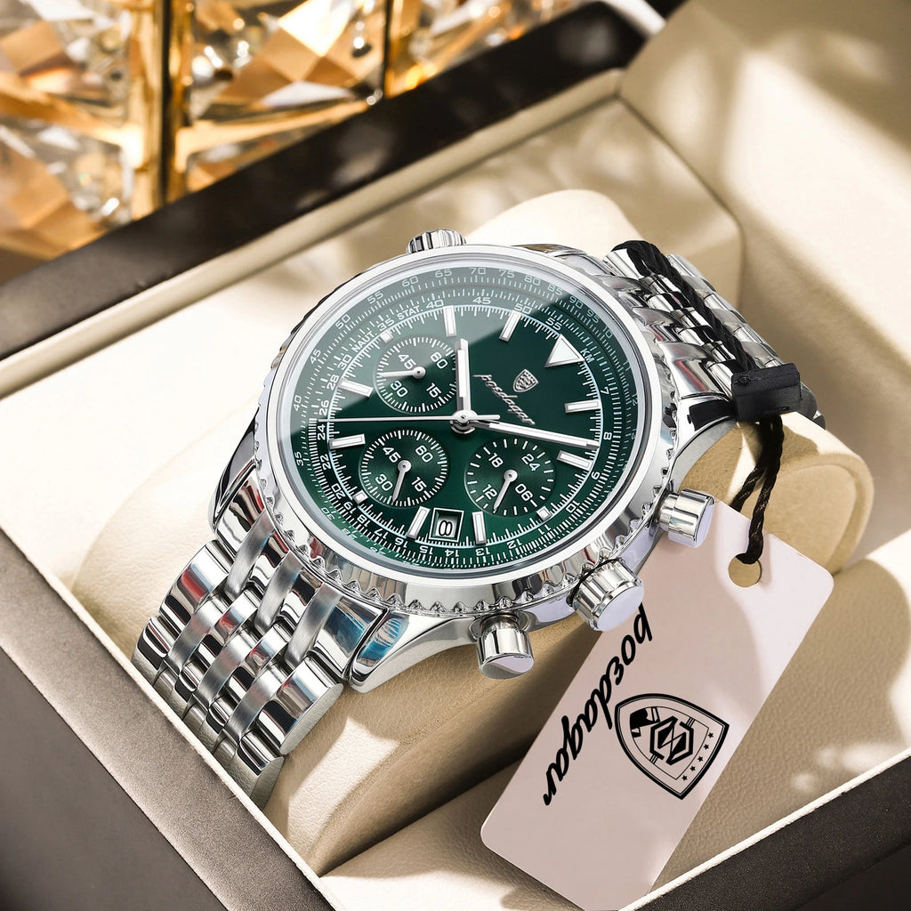 POEDAGAR Luxury Watches For Man Date Chronograph Stainless Steel Sport Men Watch Waterproof Luminous Quartz Military Men's Watch