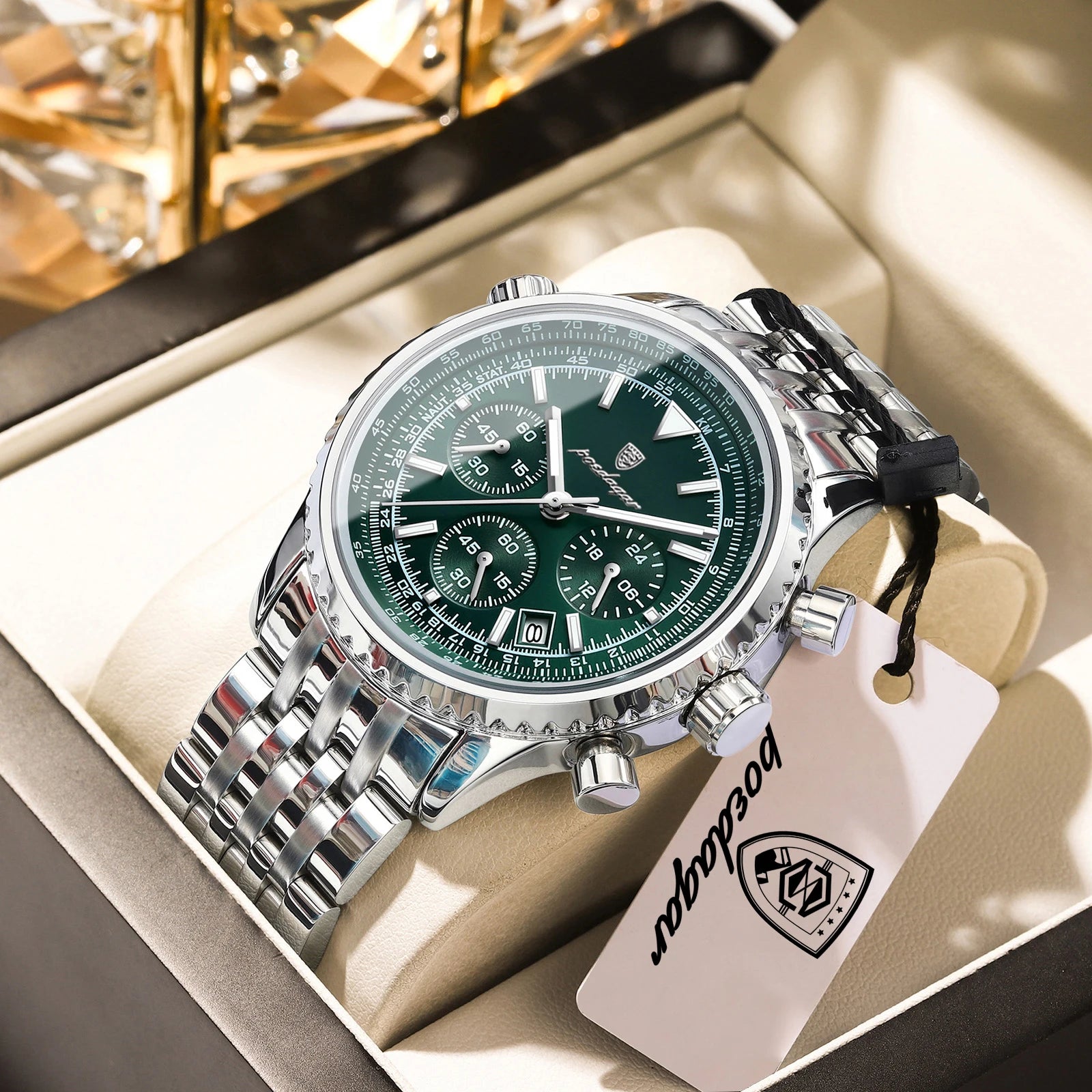 POEDAGAR Luxury Watches For Man Date Chronograph Stainless Steel Sport Men Watch Waterproof Luminous Quartz Military Men's Watch
