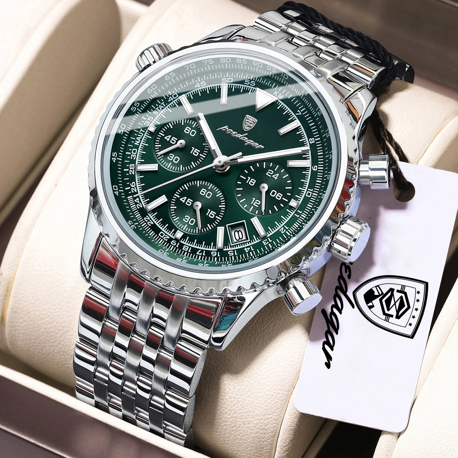 POEDAGAR Luxury Watches For Man Date Chronograph Stainless Steel Sport Men Watch Waterproof Luminous Quartz Military Men's Watch
