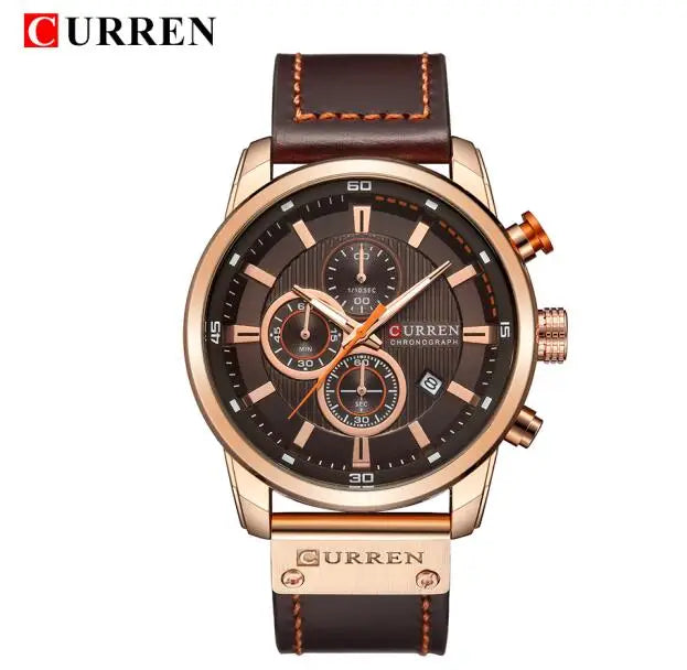 CURREN 8291 Mens Quartz Chronograph Watch Casual Leather Military Sport Fashion Gentleman Wristwatch