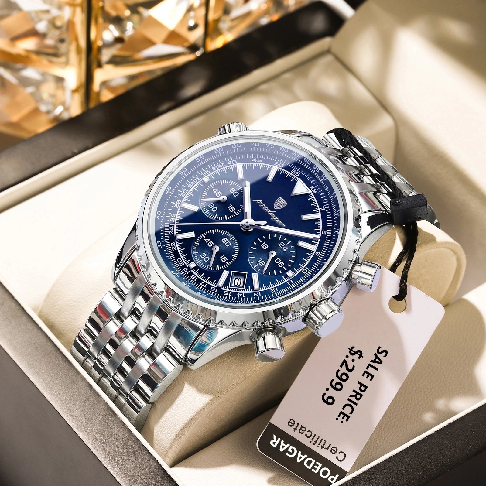 POEDAGAR Luxury Watches For Man Date Chronograph Stainless Steel Sport Men Watch Waterproof Luminous Quartz Military Men's Watch