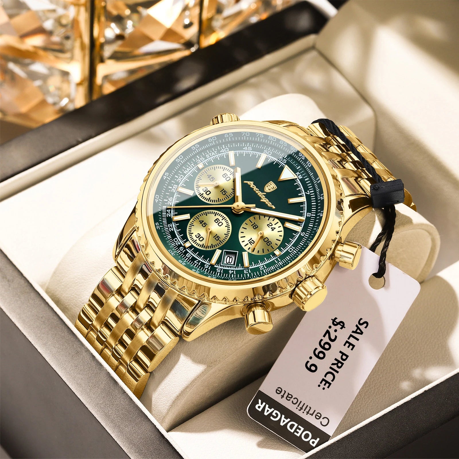 POEDAGAR Luxury Watches For Man Date Chronograph Stainless Steel Sport Men Watch Waterproof Luminous Quartz Military Men's Watch