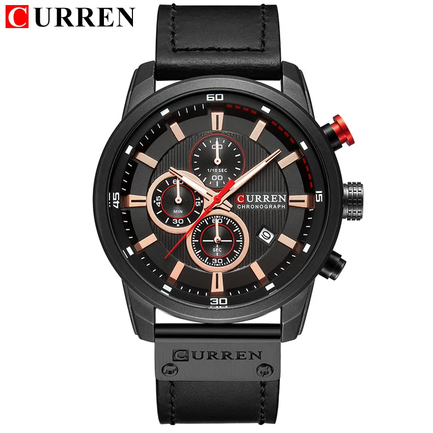 CURREN 8291 Mens Quartz Chronograph Watch Casual Leather Military Sport Fashion Gentleman Wristwatch