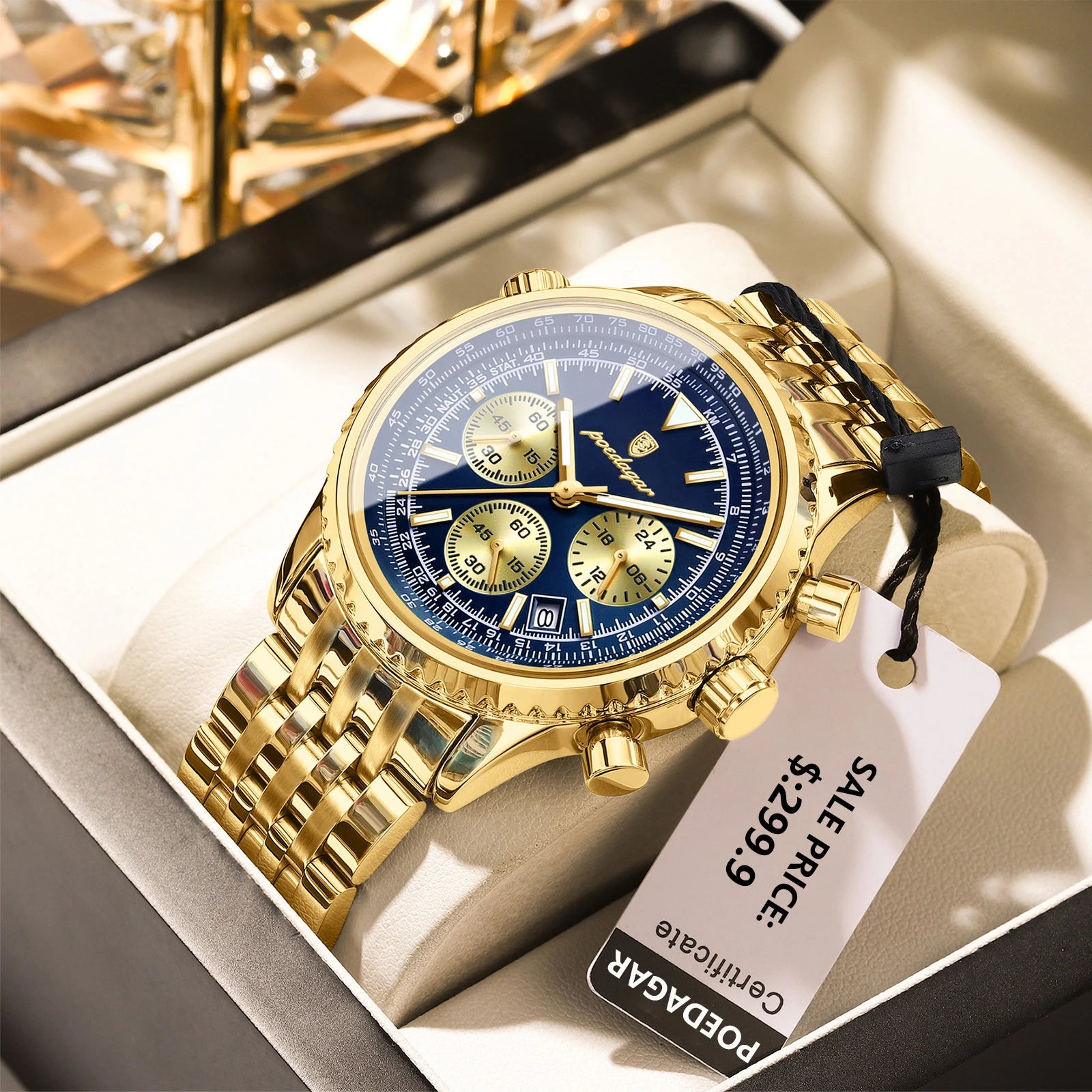 POEDAGAR Luxury Watches For Man Date Chronograph Stainless Steel Sport Men Watch Waterproof Luminous Quartz Military Men's Watch